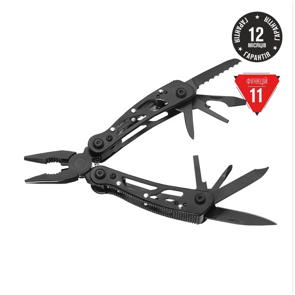 Мультитул Ganzo G104S, (16.5 см) 11 функцій, чорний + чохол - зображення 1