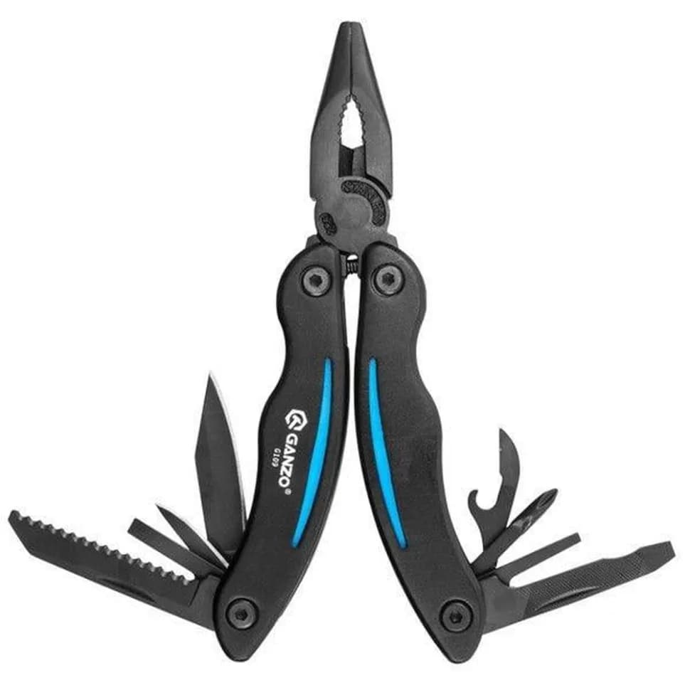 Мультитул Ganzo G109, (16.5 см) 10 функцій, чорний з блакитним + чохол - зображення 1