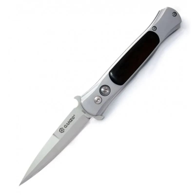 Ніж складаний туристичний Ganzo G707 (8.5 см) 440C / сталь з деревом сірий