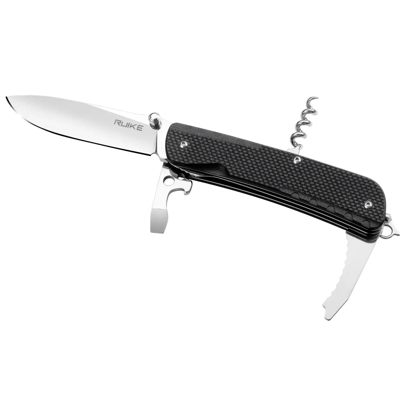 Багатофункціональний ніж Ruike Trekker LD21-B, (8.5 см) 12C27 / G10 чорний, 12 інстр. - зображення 1