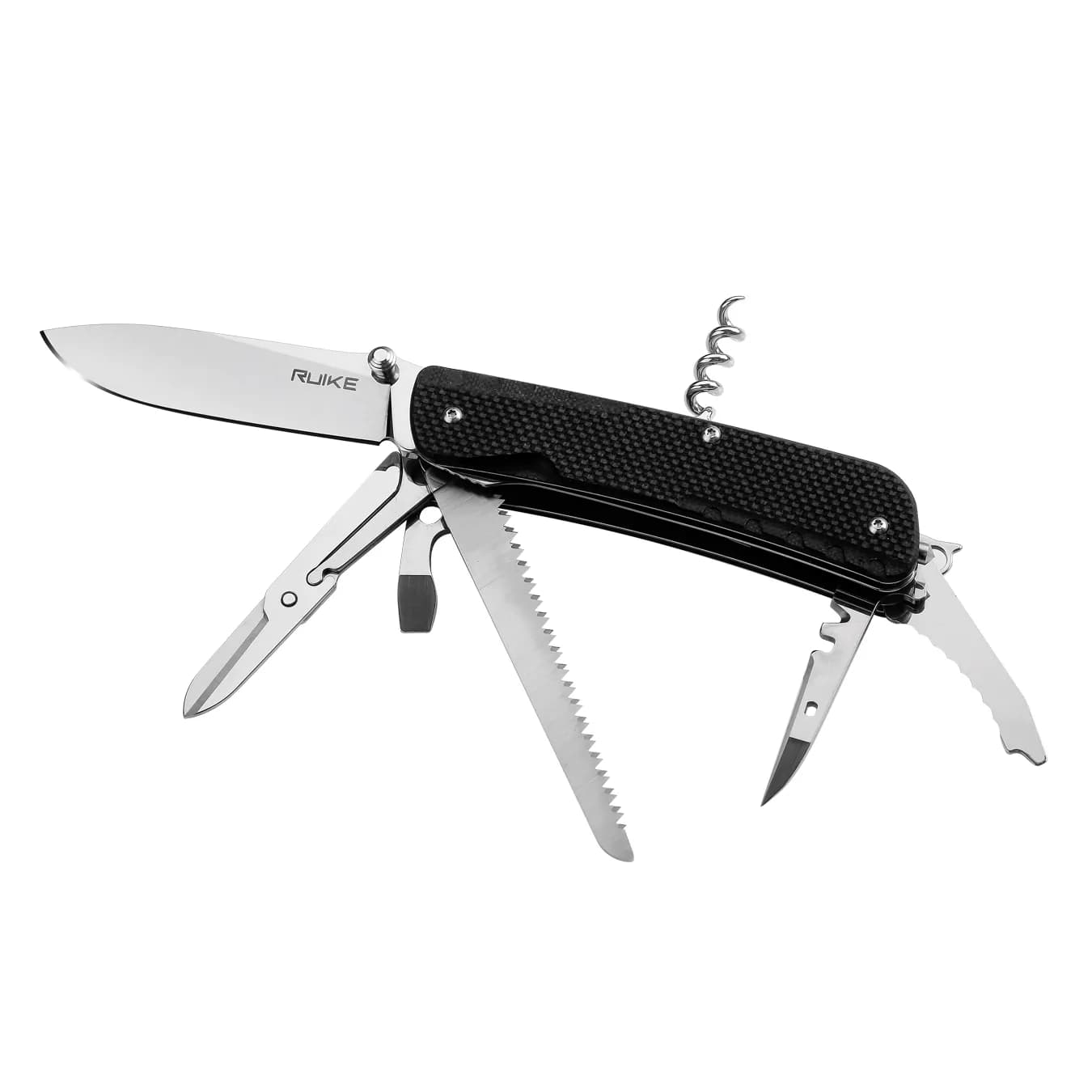 Багатофункціональний ніж Ruike Trekker LD42-B, (8.5 см) 12C27 / G10 чорний, 19 інстр. - зображення 1