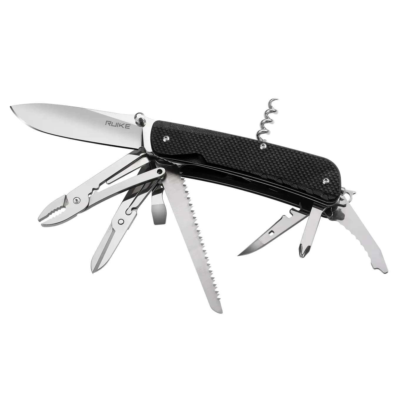 Багатофункціональний ніж Ruike Trekker LD51-B, (8.5 см) 12C27 / G10 чорний, 23 інстр. - зображення 1