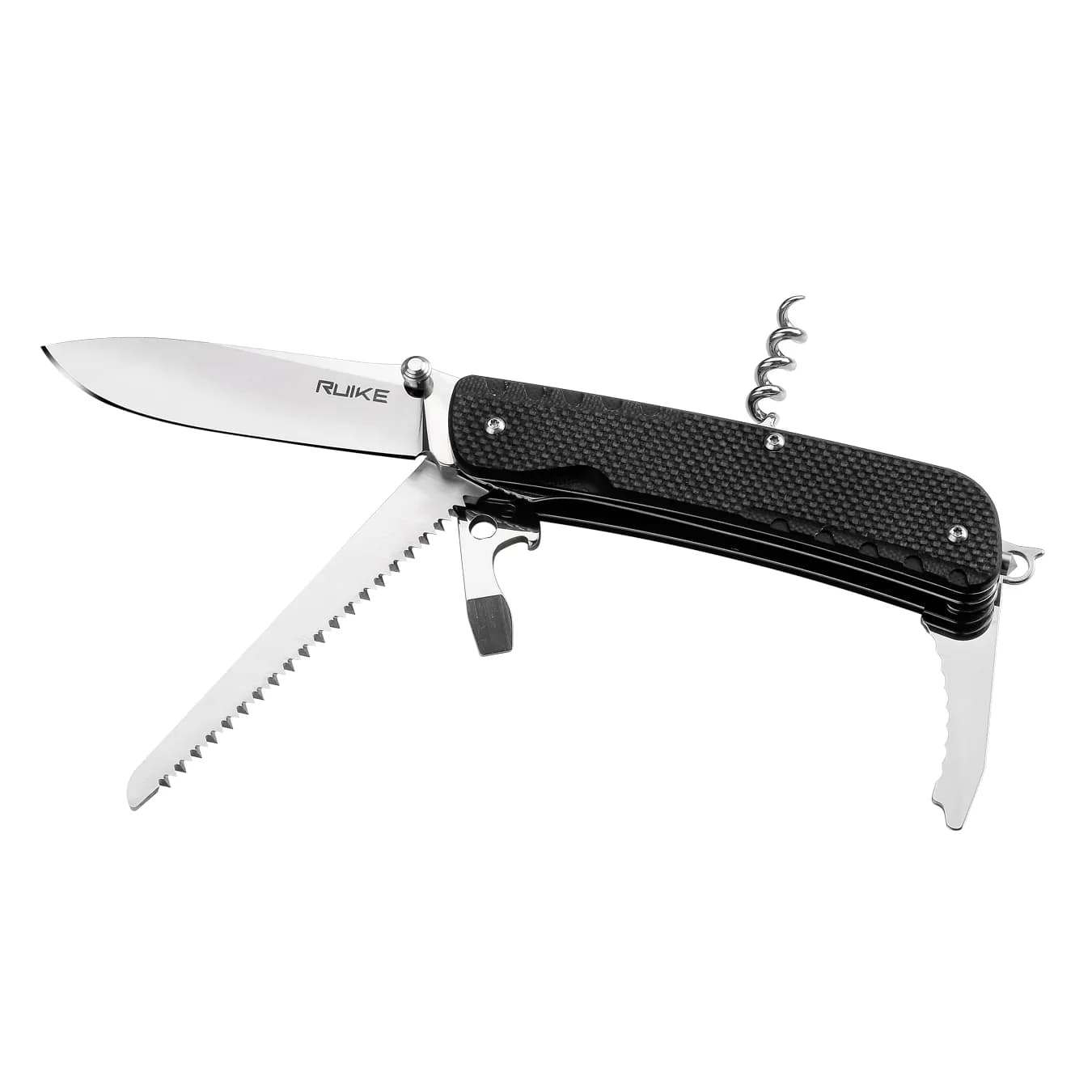 Багатофункціональний ніж Ruike Trekker LD32-B, (8.5 см) 12C27 / G10 чорний, 11 інстр. - зображення 1