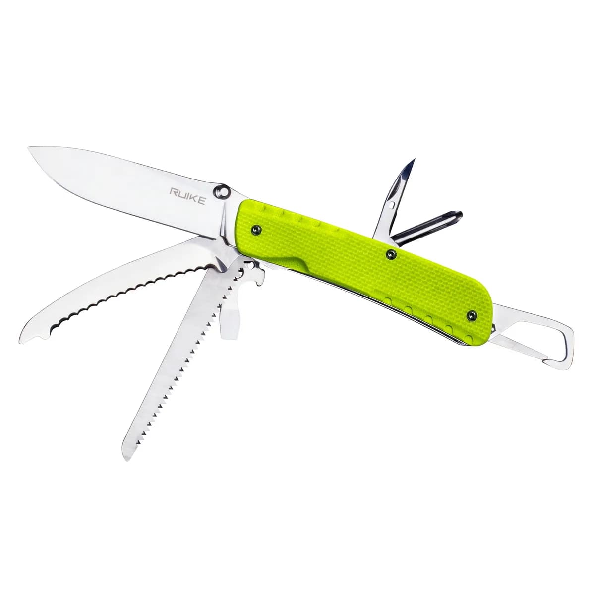 Багатофункціональний ніж Ruike Trekker LD43, (8.5 см) 12C27 / G10 зелений, 15 інстр. - зображення 1
