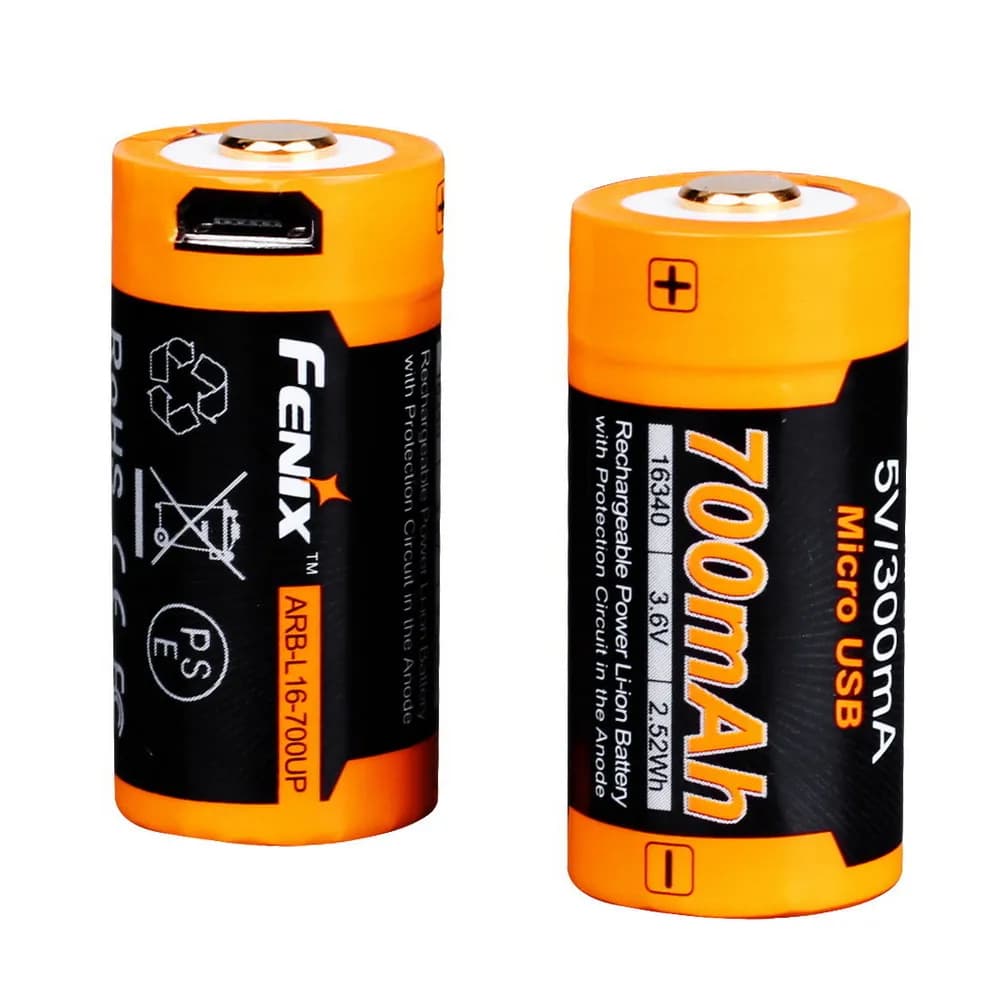 Акумулятор 16340 Fenix 700 UP mAh Li-ion micro usb зарядка - зображення 1