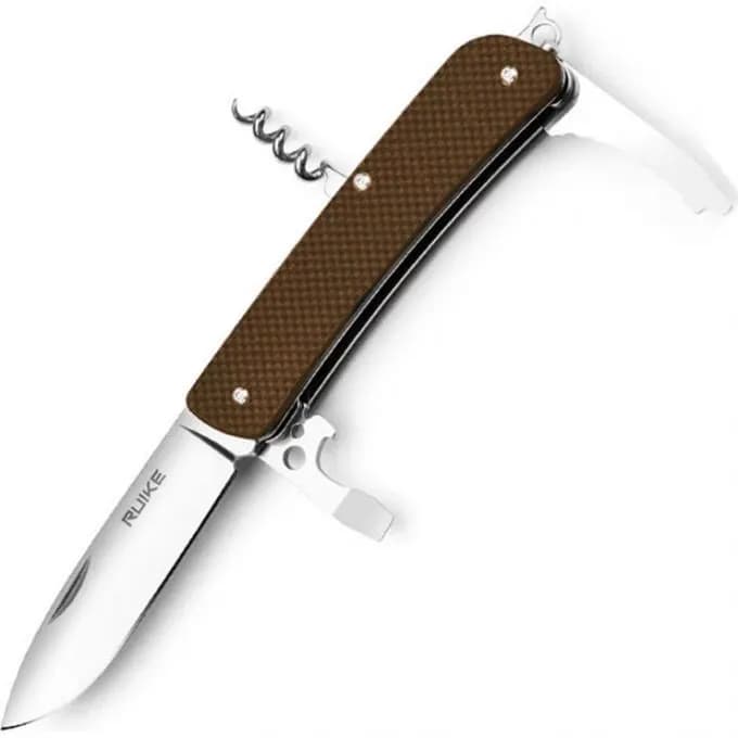 Багатофункціональний ніж Ruike Criterion L21, (8.5 см) 12C27 / G10 коричневий 12 інстр. - зображення 1
