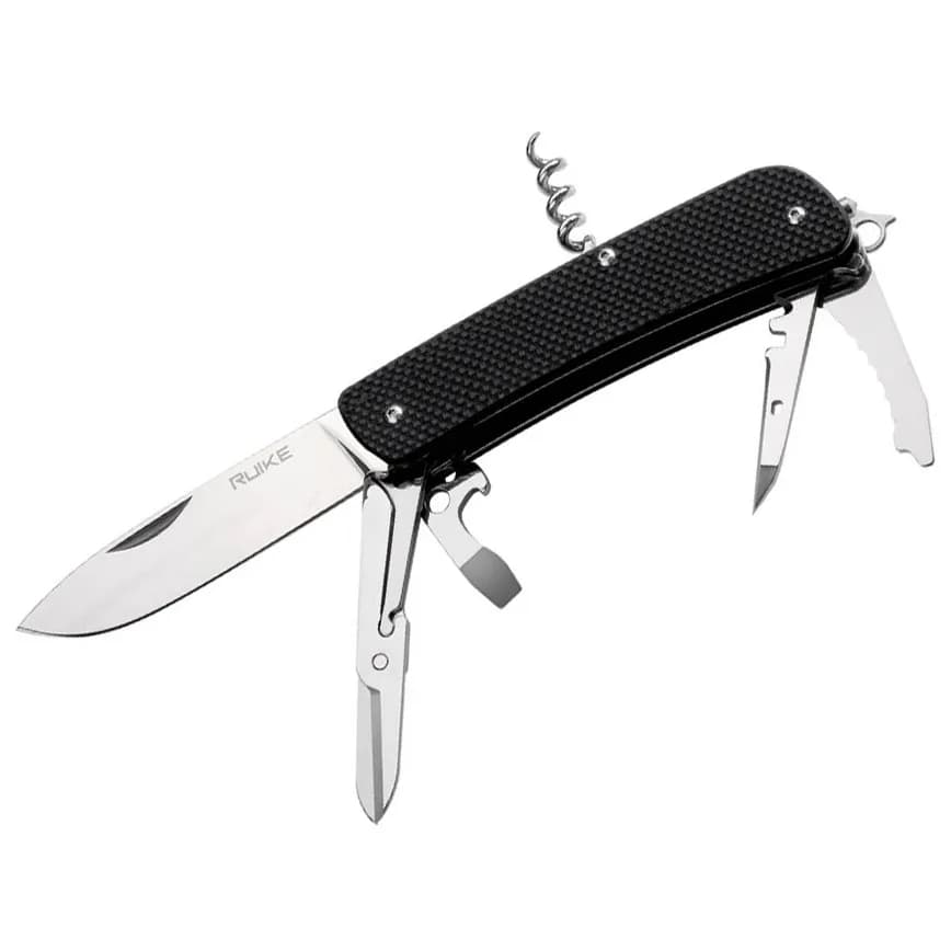 Багатофункціональний ніж Ruike Criterion L31, (8.5 см) 12C27 / G10 чорний, 18 інстр.