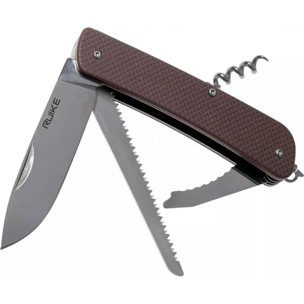Багатофункціональний ніж Ruike Criterion L32, (8.5 см) 12C27 / G10 коричневий, 13 інстр. - зображення 1