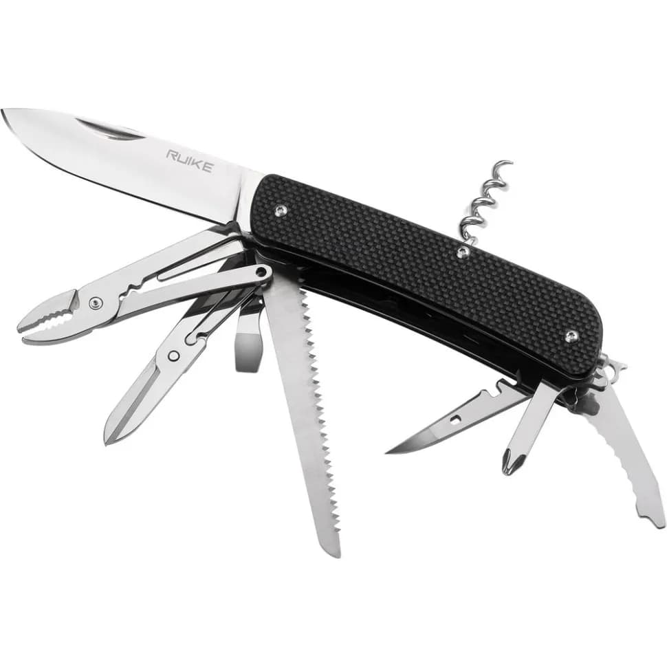 Багатофункціональний ніж Ruike Criterion L51, (8.5 см) 12C27 / G10 чорний, 23 інстр. - зображення 1