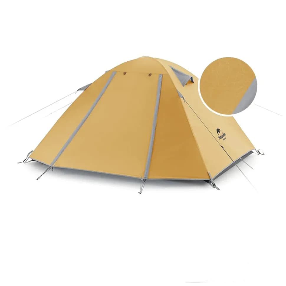 Намет двомісний Naturehike P-Series NH18Z022-P 210T/65D, жовтий - зображення 1