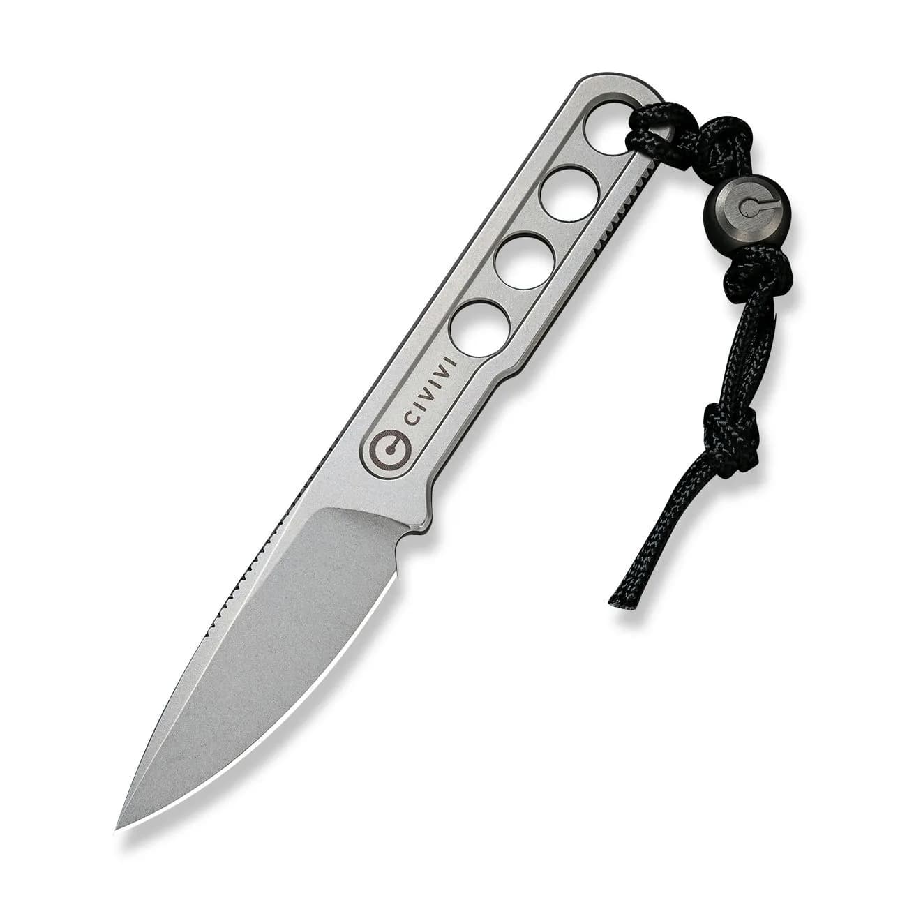 Ніж фіксований тактичний Civivi Circulus, (5 см) 10Cr15CoMoV сірий з бусиною з титану 6AL4V - зображення 1