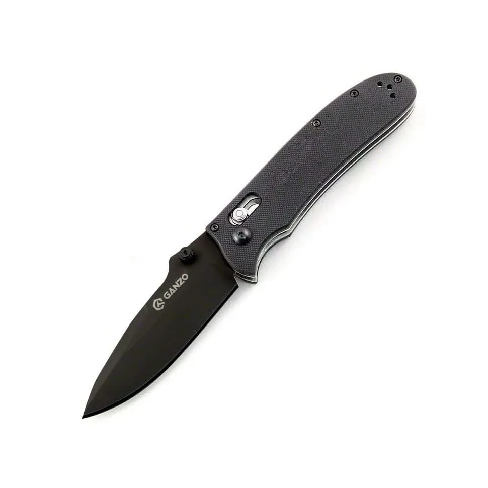 Ніж складаний туристичний Ganzo G704 (8.6 см) 440C / G10 чорний, чорний клинок - зображення 1
