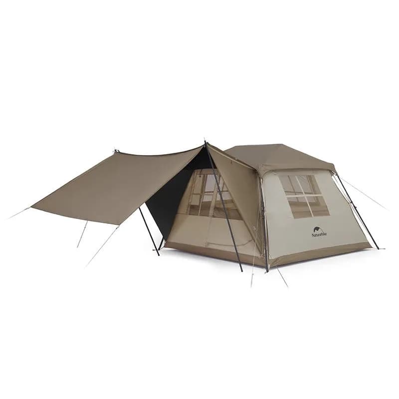 Намет з навісом Naturehike Village CNK2300ZP021, коричневий великий - зображення 1