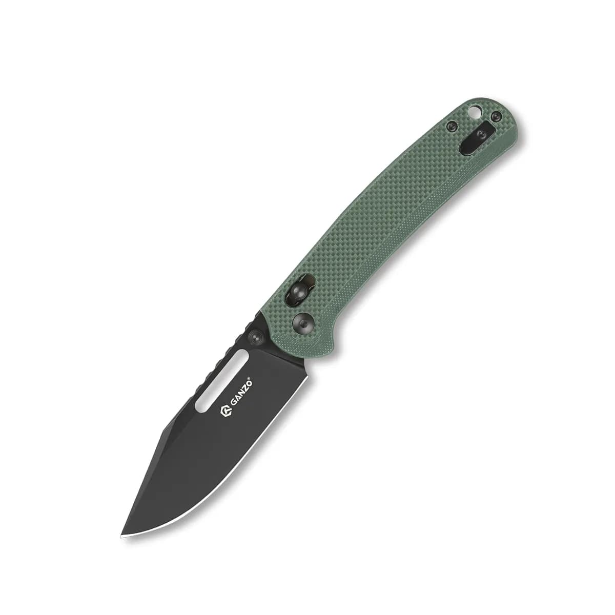 Ніж складаний туристичний Ganzo G768PT (8.8 см) D2 / G10 синьо-зелений, чорний клинок - зображення 1