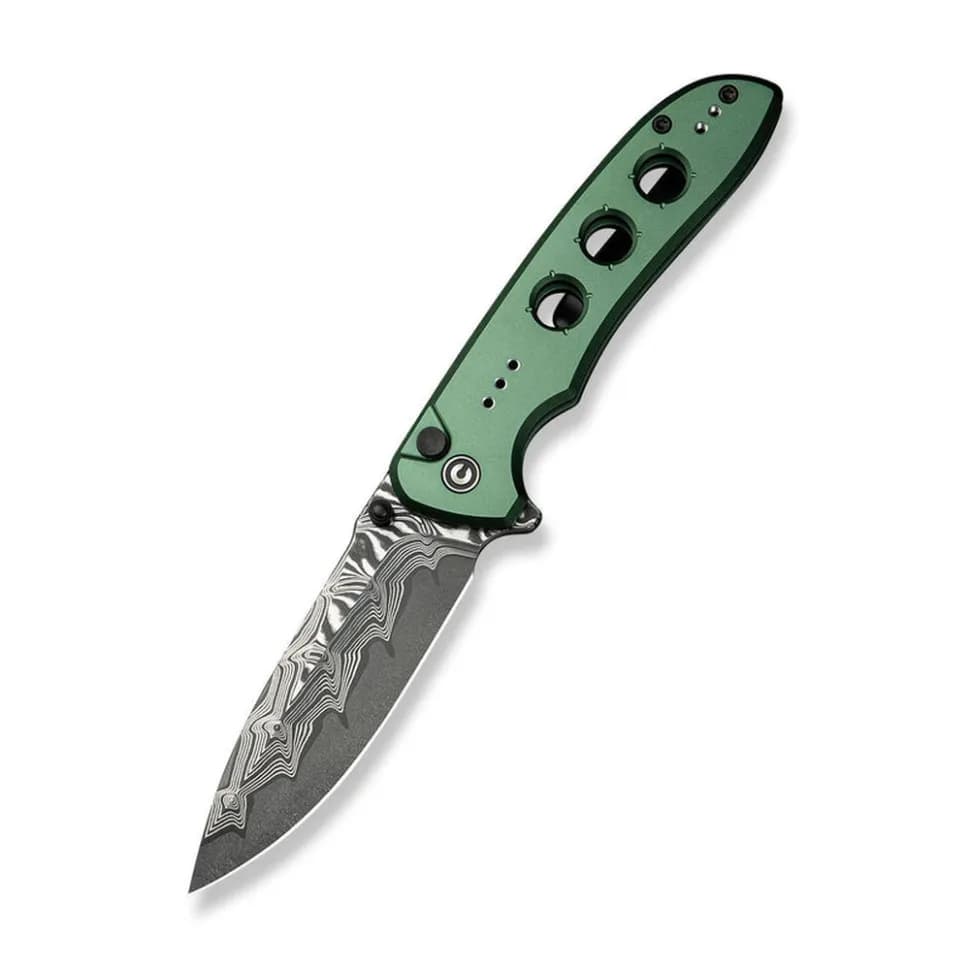 Ніж складаний туристичний Civivi Hyperpulse, (8.9 см) Damascus / Aluminum темно-зелений - зображення 1