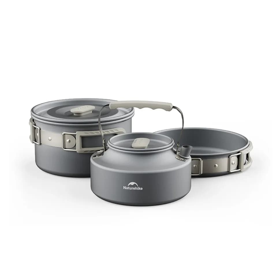 Набір посуду (каструля, сковорідка, чайник) Naturehike CNK2450CF010, алюміній - зображення 1