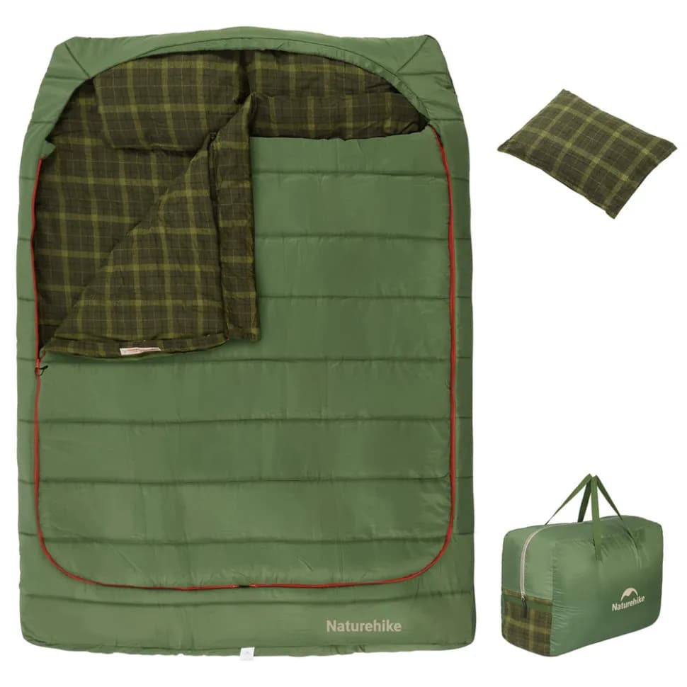 Спальний мішок двомісний із подушками Naturehike CNK2350WS019, зелений - зображення 1