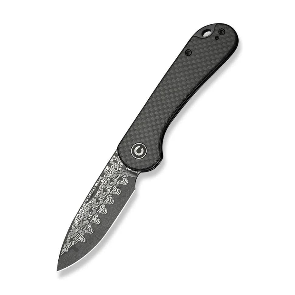 Ніж складаний кишеньковий Civivi Elementum Slip Joint, (7.5 см) Damascus / Carbon Fiber сірий - зображення 1