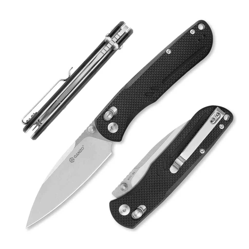 Ніж складаний туристичний Ganzo G771 (8.8 см) D2 / G10 чорний - зображення 1