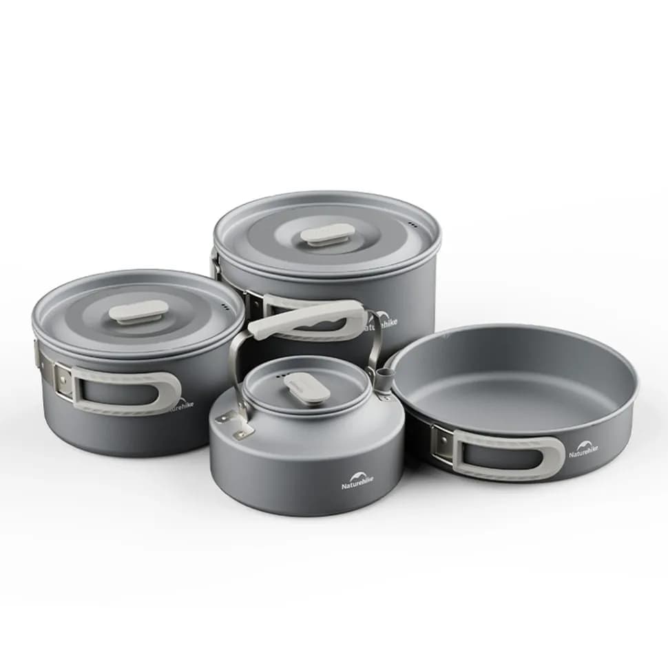 Набір посуду (2 каструлі, чайник, сковорідка) Naturehike CNK2450CF010, алюміній - зображення 1