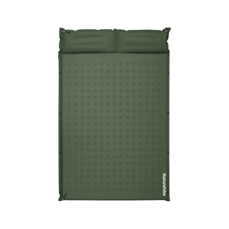 Матрац туристичний із подушкою, самонадувний двомісний Naturehike CNK2550WS025, вологостійкий, 200 х 130 х 3 см, зелений - зображення 1