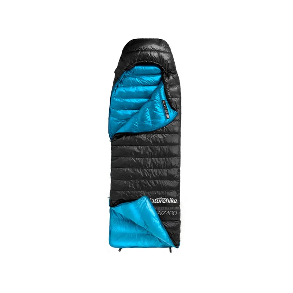 Спальник з натуральним пухом Naturehike CW400 NH18C400-D, p-р M, чорно-блакитний - зображення 1