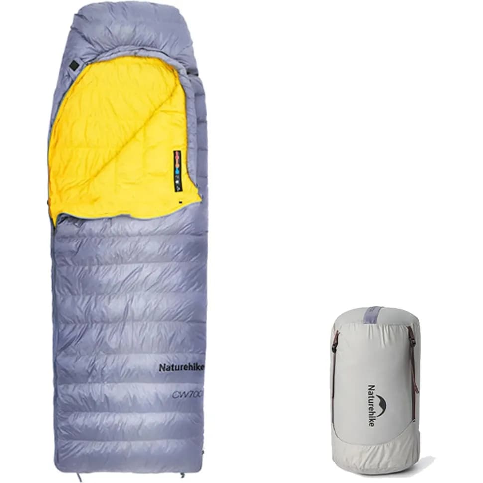 Спальник з натуральним пухом Naturehike CW700 CNK2450WS048, p-р M, жовто-сірий - зображення 1