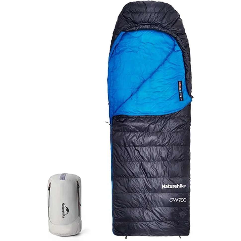 Спальник з натуральним пухом Naturehike CW700 CNK2450WS048, p-р L, чорно-блакитний - зображення 1
