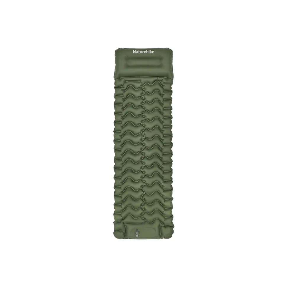 Матрац туристичний надувний одномісний Naturehike CNK2550WS019, 200х60х6.5 см, зелений із вбудованою помпою для надування
