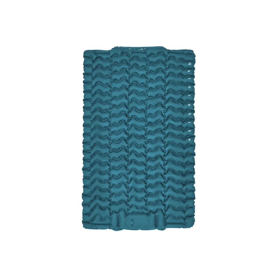 Матрац туристичний надувний двомісний Naturehike CNK2550WS019, 200х125х6.5 см, синій із вбудованою помпою для надування
