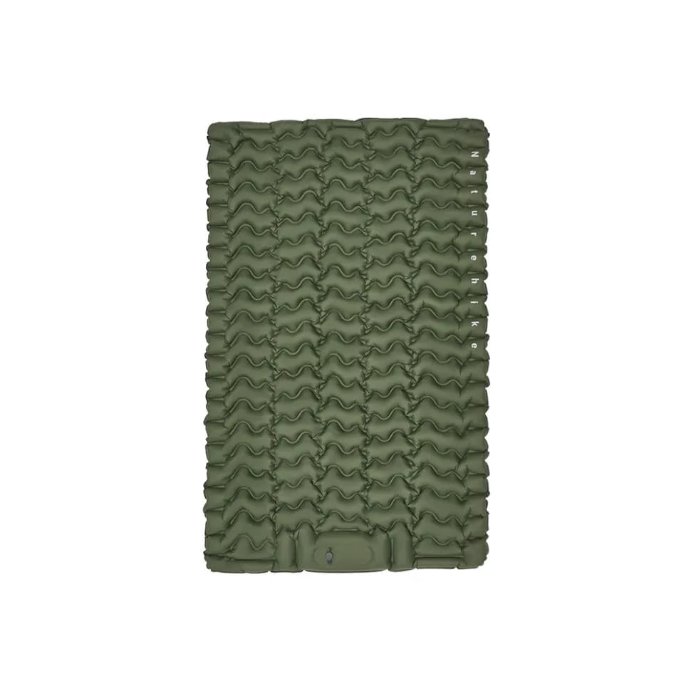 Матрац туристичний надувний двомісний Naturehike CNK2550WS019, 200х125х6.5 см, зелений із вбудованою помпою для надування