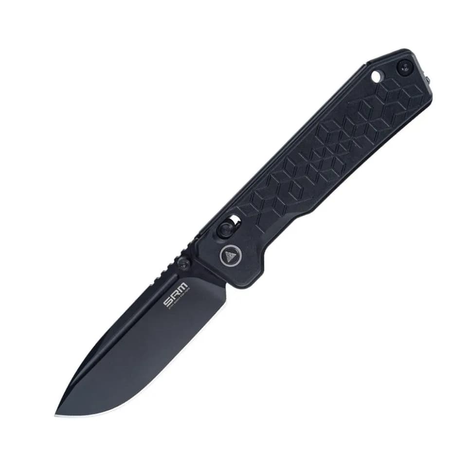Ніж складаний туристичний SRM Rubik 7228B-AB (8.7 см) 14C28N / алюміній чорний (Common Pivot) - зображення 1