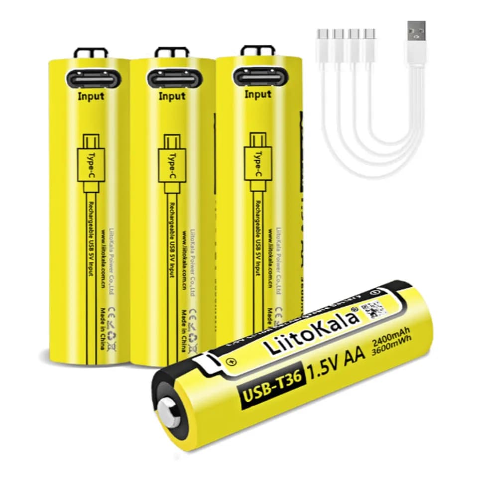 Набір акумуляторів з 4 шт LiitoKala USB-T36 + USB Type-C кабель зарядки - зображення 1