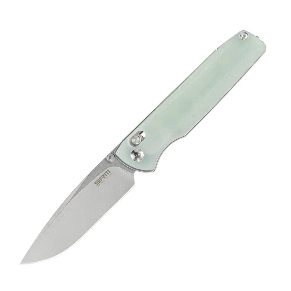 Ніж складаний туристичний SRM Terrier 258L-GC (9.3 см) D2 / G10 біло-зелений - зображення 1