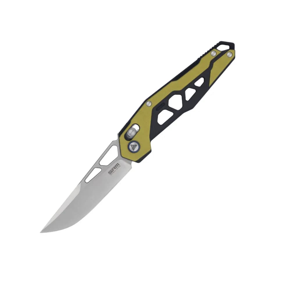 Ніж складаний туристичний SRM Mecha 9225, (8.3 см) D2 / G10 жовтий - зображення 1