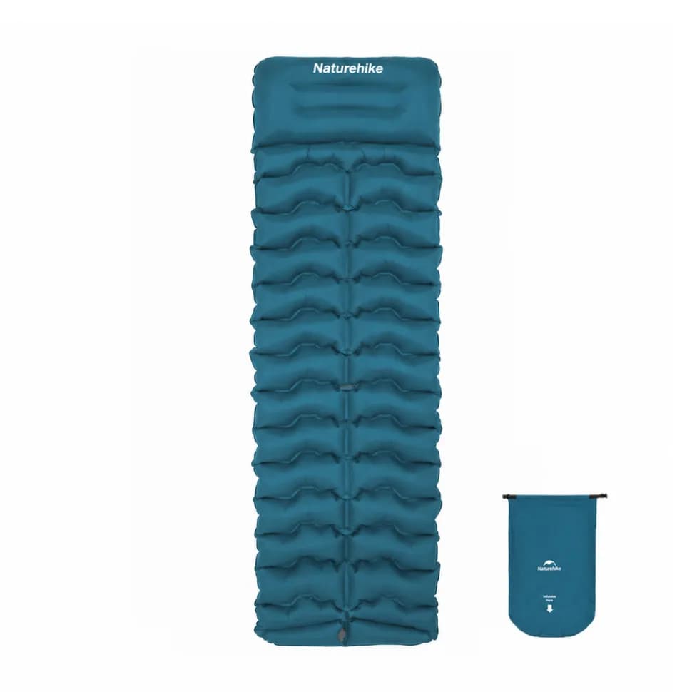 Матрац туристичний надувний одномісний Naturehike CNK2550WS019, 200x60x9.5 см, синій, прямокутний із мішком для надування - зображення 1