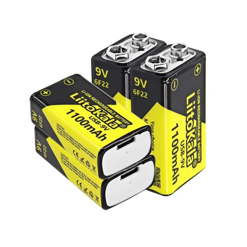 Набір акумуляторів з 4 шт LiitoKala Lii-USB-9V + USB Type-C кабель зарядки - зображення 1