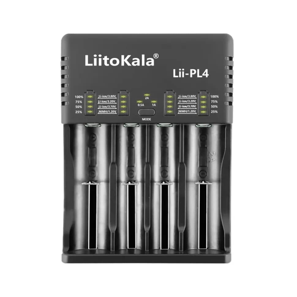 Зарядний пристрій Liitokala Lii-PL4, 4 канала, Ni-Mh/Li-ion/LiFePO4, 220V/12V, LED, Box