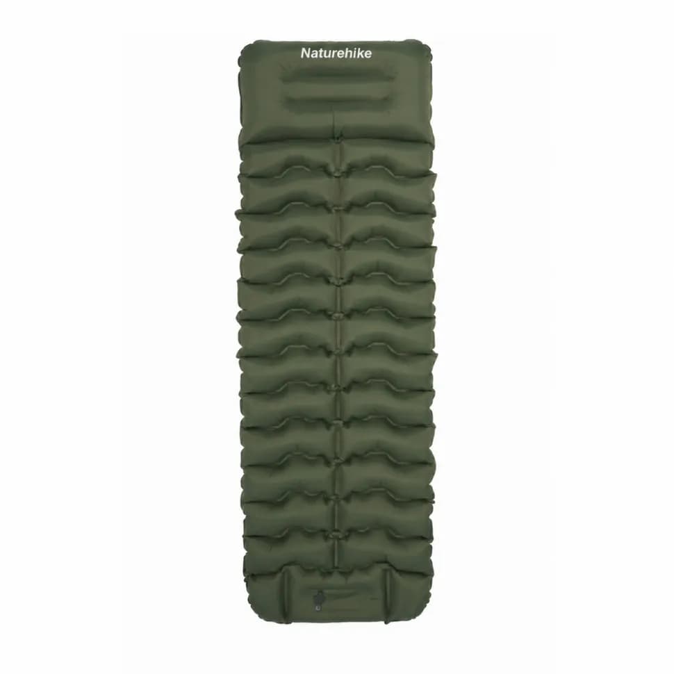 Матрац туристичний надувний одномісний Naturehike CNK2550WS019, 200x60x9.5 см, зелений, прямокутний із вбудованою помпою - зображення 1