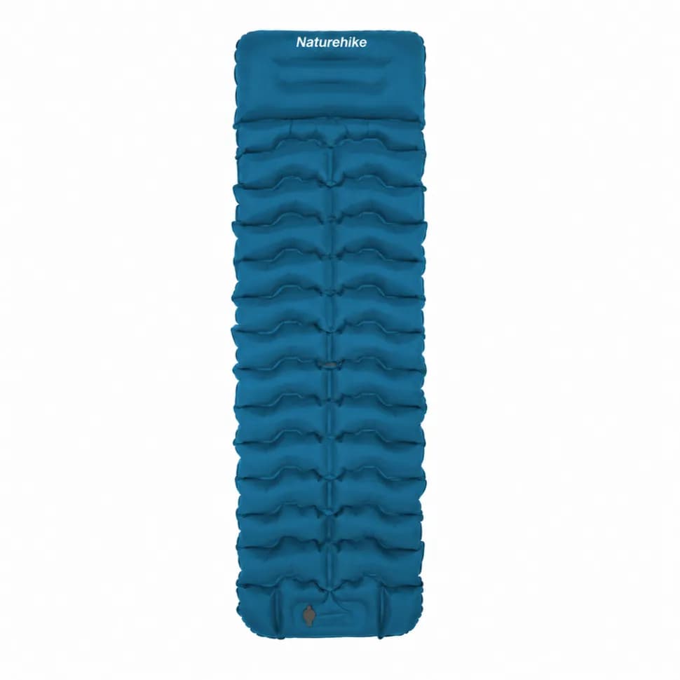 Матрац туристичний надувний одномісний Naturehike CNK2550WS019, 200x60x9.5 см, синій, прямокутний із вбудованою помпою - зображення 1