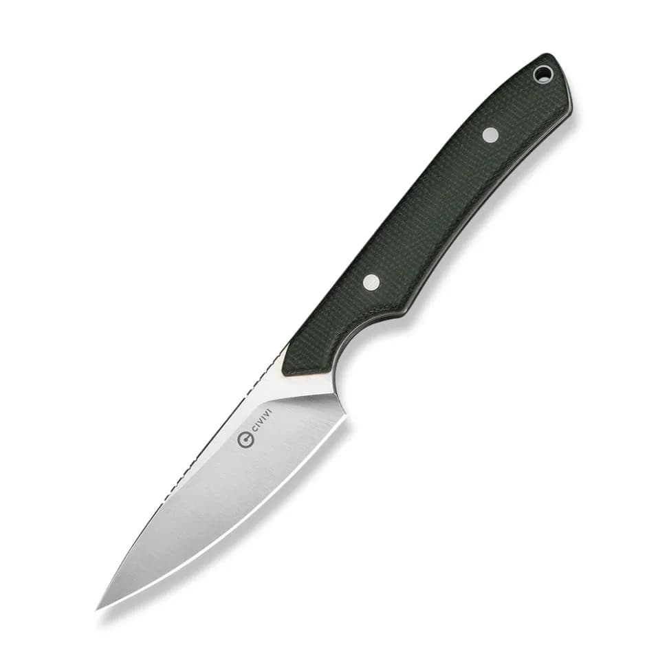 Ніж фіксований кишеньковий Civivi High Grass Field Knife (7,4 см) 14C28N / Micarta зелений з чохлом - зображення 1