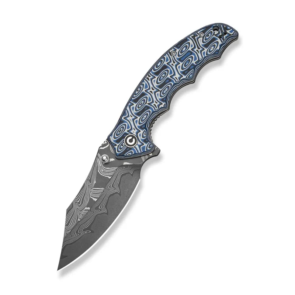Ніж складаний туристичний Civivi Pentad (8.8 см) Damascus / Micarta синій/білий - зображення 1