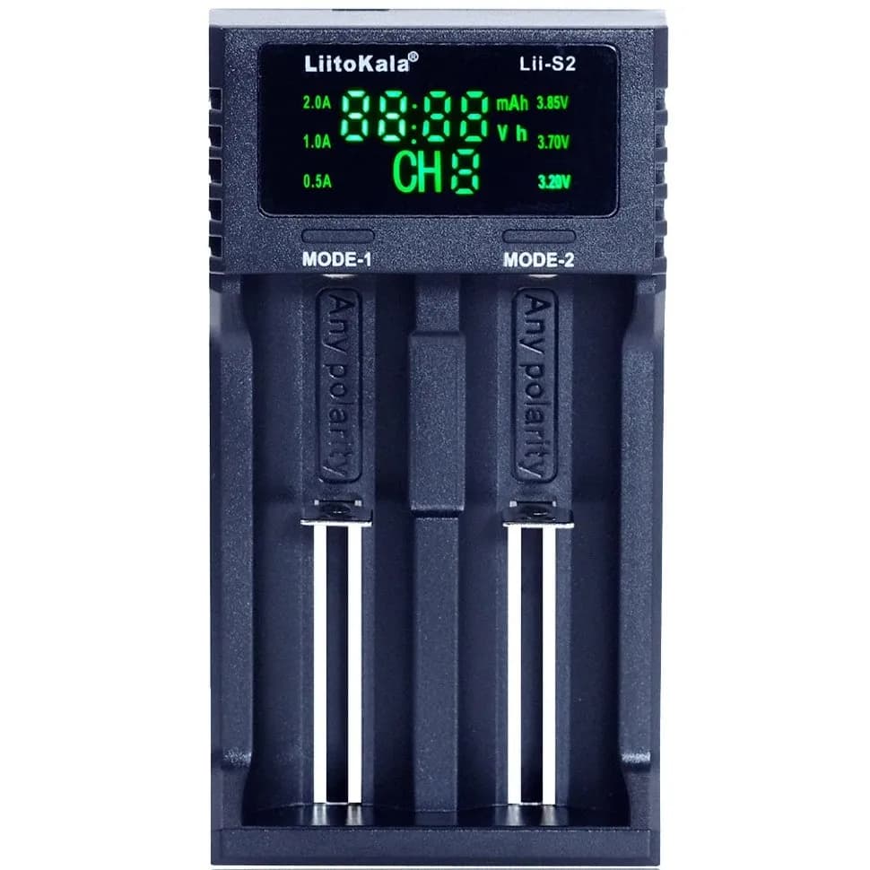 Зарядний пристрій Liitokala Lii-S2, 2 канала, Ni-Mh/Li-ion/LiFePo4, USB, LCD, Box